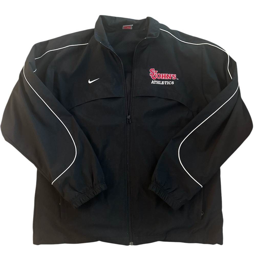 Nike Windbreaker Jacket St John's Athletics sz M Black White Track Team EUC